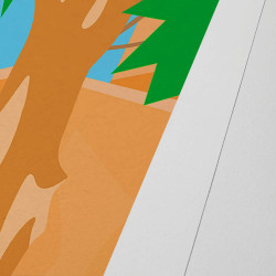 Affiche d'art signée à la main par Eric Garence "Saint-Tropez, Le café de la place des lices"