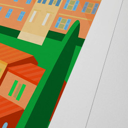 Affiche d'art signée à la main par Eric Garence "Les 10 secrets de Bormes-les-Mimosas"