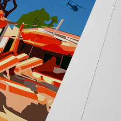 Affiche d'art signée à la main par Eric Garence "Tahiti Plage"