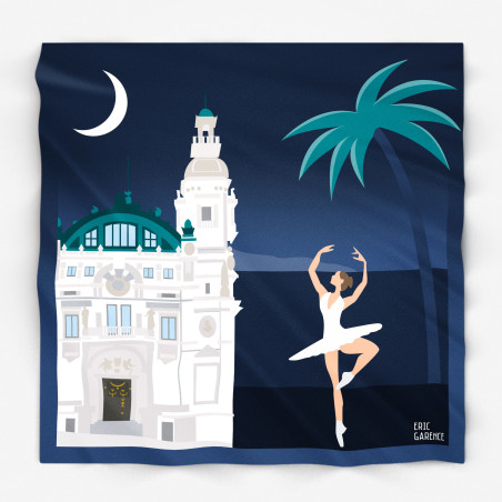 Carré de Soie par Eric Garence "L'Opera de Monaco" Collection Côte d'Azur