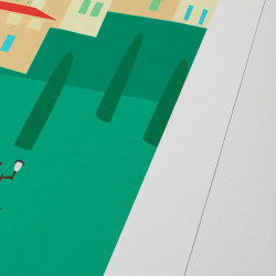 Affiche d'art signée à la main par Eric Garence "Villeneuve-Loubet au Printemps"