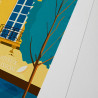 Affiche d'art signée à la main par Eric Garence "Aix-en-Provence - Le cour Mirabeau et la moussue"