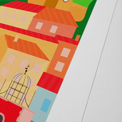Affiche d'art signée à la main par Eric Garence "La Garde, Village provençal"
