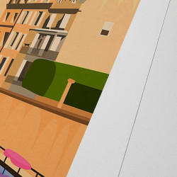 Affiche d'art signée à la main par Eric Garence "Metz et la Moselle"