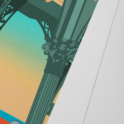 Affiche d'art signée à la main par Eric Garence "Beaulieu-sur-Mer, Le kiosque à Musique de la place Marinoni"