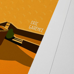 Affiche d'art signée à la main par Eric Garence "Régusse et ses Moulins"