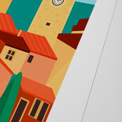 Affiche d'art signée à la main par Eric Garence "Aups, Capitale de la truffe"