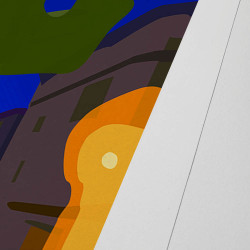 Affiche d'art signée à la main par Eric Garence "Aiguines - Fontaine de Nuit"