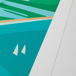 Affiche d'art signée à la main par Eric Garence "Fréjus, Saint-Aygulf"