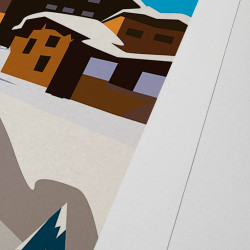 Affiche d'art signée à la main par Eric Garence "Avoriaz 1800"