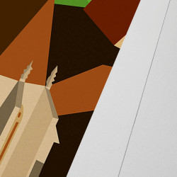 Affiche d'art signée à la main par Eric Garence "Dole, La Collégiale"