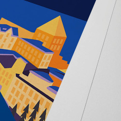 Affiche d'art signée à la main par Eric Garence "Saint-Moritz"