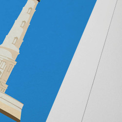 Affiche d'art signée à la main par Eric Garence "Côte Atlantique, les 9 Phares"