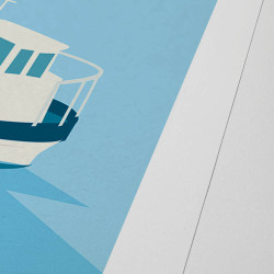Affiche d'art signée à la main par Eric Garence "Huitre et Pessac-Léognan au Cap Ferret"