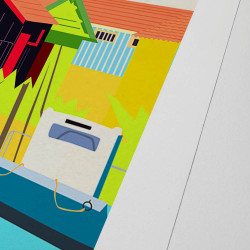 Hand signed art poster "Les cabanes de l'île d'Oléron" by Eric Garence