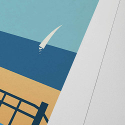 Affiche d'art signée à la main par Eric Garence "Le Touquet-Paris-Plage, Le plongeoir"