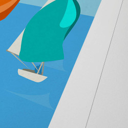 Affiche d'art signée à la main par Eric Garence "Régates de Deauville, 2019"
