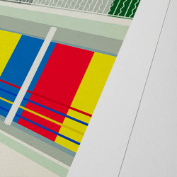 Affiche d'art signée à la main par Eric Garence "Dieulefit, La piscine art-déco"