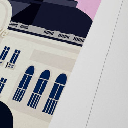 Affiche d'art signée à la main par Eric Garence "Trouville-sur-Mer, Le casino"