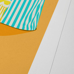 Affiche d'art signée à la main par Eric Garence "Trouville-sur-Mer, La reine des parasols"