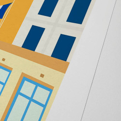 Affiche d'art signée à la main par Eric Garence "Trouville-sur-Mer, La reine des plages"