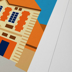 Affiche d'art signée à la main par Eric Garence "Trouville-sur-Mer, Le marché aux poissons"