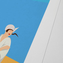 Affiche d'art signée à la main par Eric Garence "Trouville-sur-Mer, Les bains de mer"