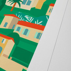 Affiche d'art signée à la main par Eric Garence "Mougins, Le midi"