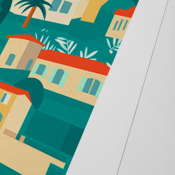 Affiche d'art signée à la main par Eric Garence "Mougins, Le soir"