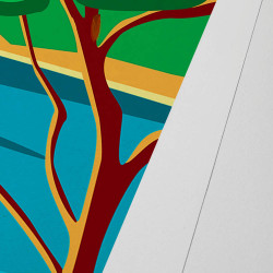 Affiche d'art signée à la main par Eric Garence "Porquerolles, Plage Notre-Dame"