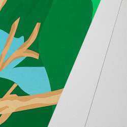 Affiche d'art signée à la main par Eric Garence "Porquerolles, Vélos et Colombes"