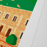 Affiche d'art signée à la main par Eric Garence "Mandelieu-La Napoule, le château et le voilier"