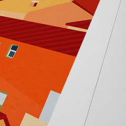 Hand signed art poster "Roussillon, Le village" by Eric Garence