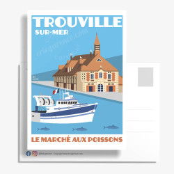 Carte Postale ''Trouville-sur-Mer, Le marché aux poissons''