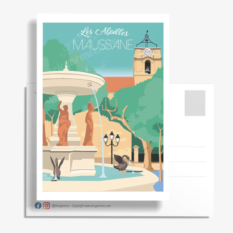 Postcard ''Maussane-les-Alpilles, La fontaine''