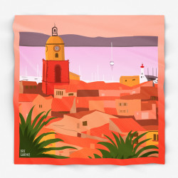 Carré de Soie par Eric Garence "Sunset à Saint-Tropez" Collection Côte d'Azur