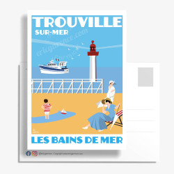Carte Postale ''Trouville-sur-Mer, Les bains de mer''