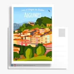Carte Postale ''Aiguines - Le Village et la Chapelle Saint-Pierre''