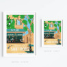 Affiche ''Saint-Tropez, Le café de la place des lices''