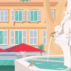Affiche ''Saint-Rémy-de-Provence, La place Jules Pélissier''