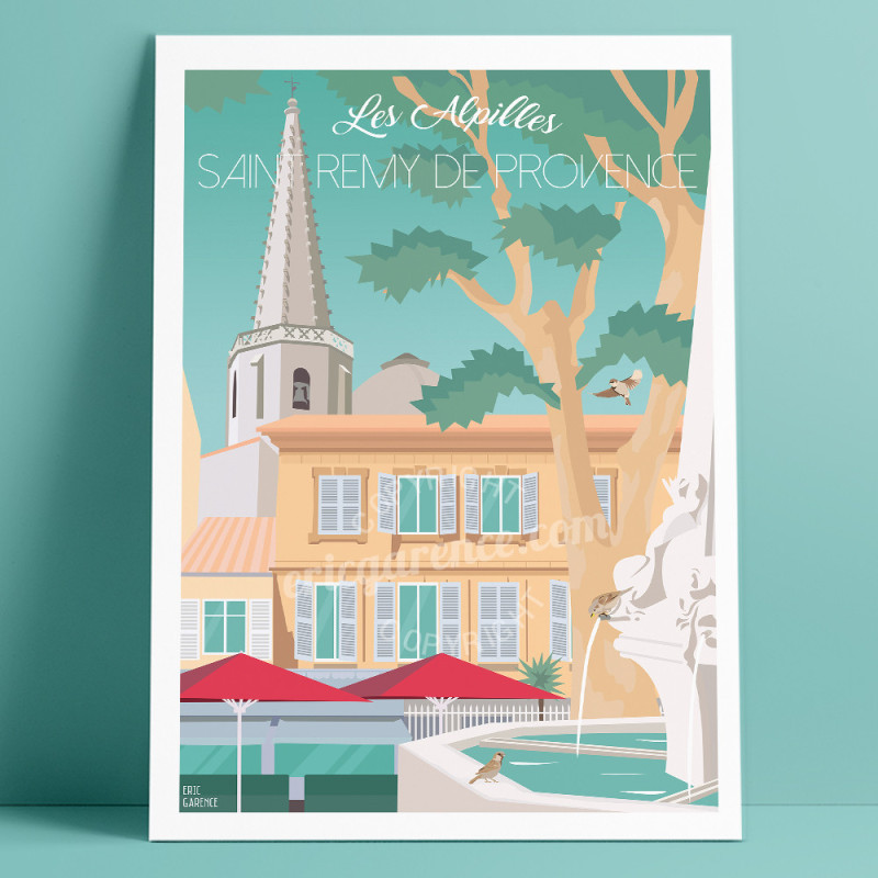 Affiche ''Saint-Rémy-de-Provence, La place Jules Pélissier'' Affiche ''Saint-Rémy-de-Provence, La place Jules Pélissier''