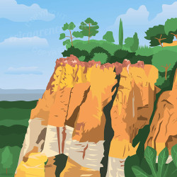 Affiche de "Roussillon, Le sentier des ocres" by Eric Garence, artiste français, illustrateur, pop, retro