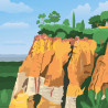 Affiche de "Roussillon, Le sentier des ocres" by Eric Garence, artiste français, illustrateur, pop, retro