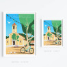 Affiche ''Porquerolles, Vélos et Colombes''