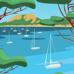 Affiche ''Porquerolles, Plage Notre-Dame''