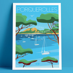 Affiche ''Porquerolles, Plage Notre-Dame''