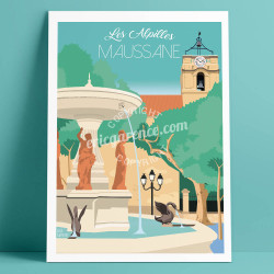 Affiche ''Maussane-les-Alpilles, La fontaine''