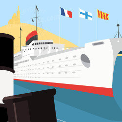 Affiche ''Marseille, Le port et la Bonne mère''