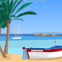 Affiche ''Le Lavandou, Plage Saint-Clair''