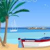 Affiche ''Le Lavandou, Plage Saint-Clair''